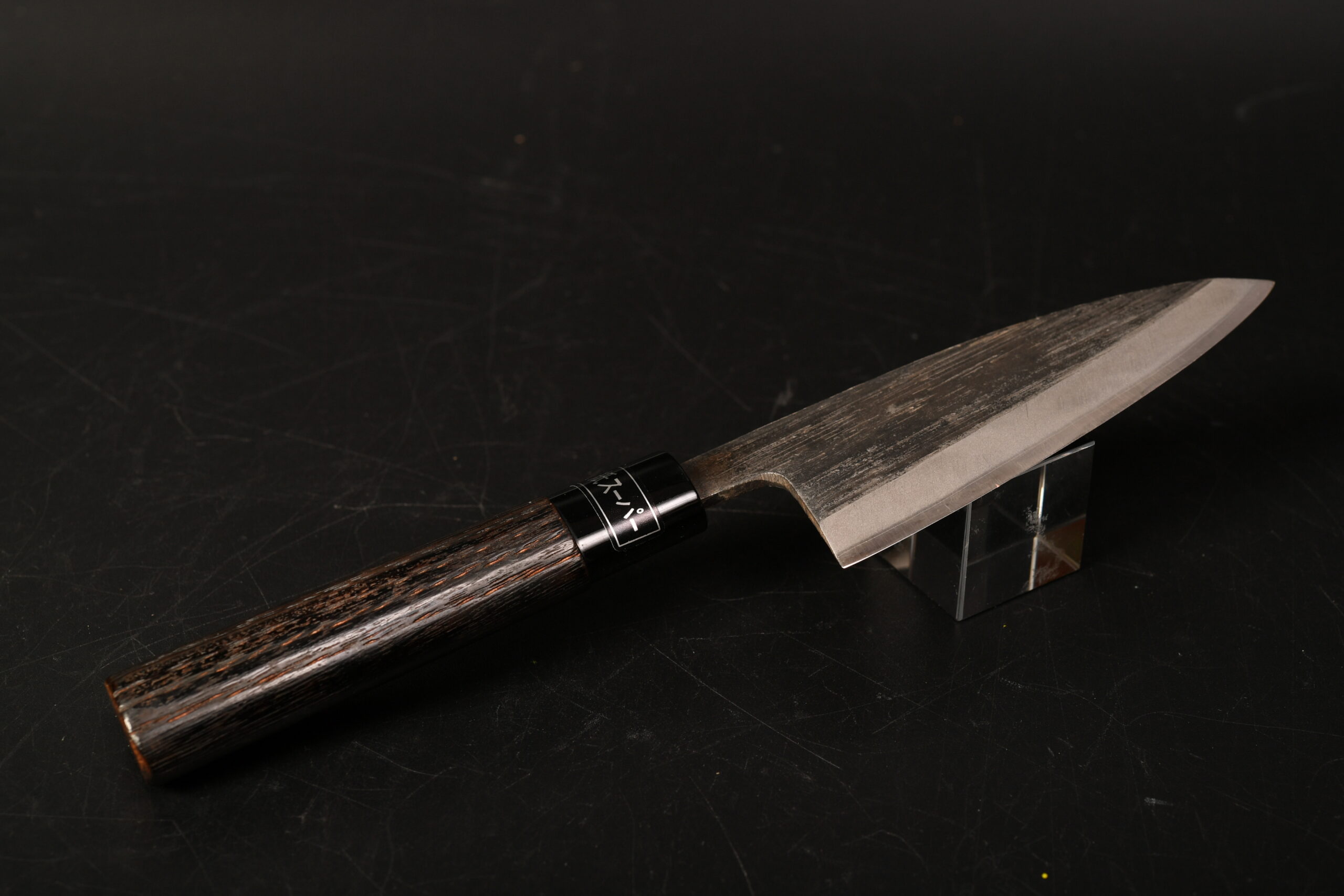 釣りの包丁　鯵切片刃 3.5寸 青紙スーパー 黒打　ステンレス アジ切り包丁