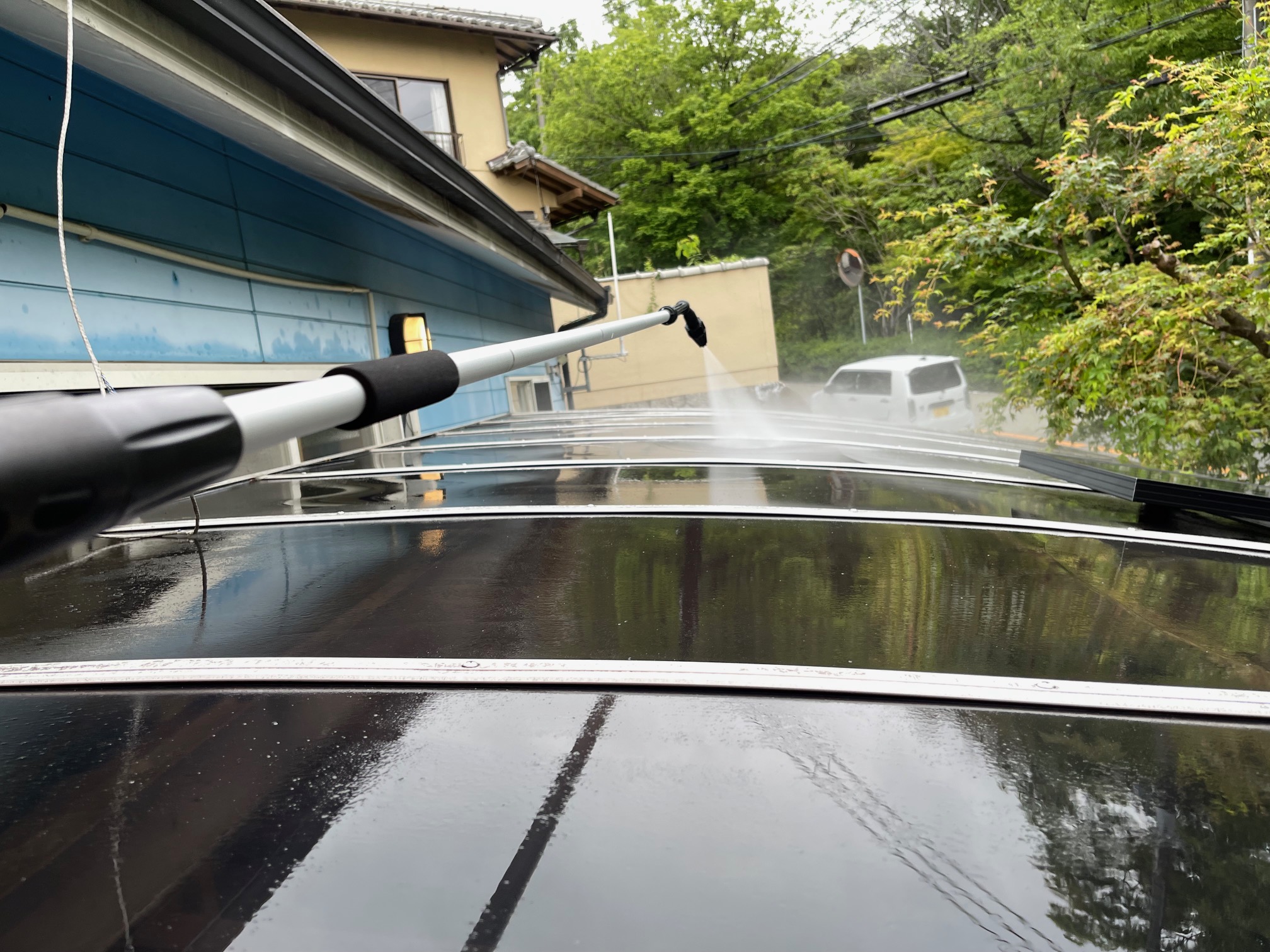 高圧洗浄機でカーポート屋根の清掃　サイクロン ノズル 45°アングル・京セラ(Kyocera) 旧リョービ 延長パイプ 1.65m 6710027